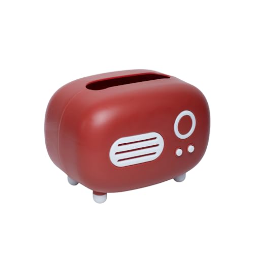 Image of Market99 Red Vintage Napkin Holder | Retro Radio Design Tissue Box for Table, Kitchen, Office & Bathroom | Decorative Paper Towel Organizer & Desktop Storage for Living Room, Cafe & Everyday Home Use