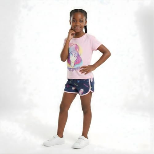 Image of Marvel Spider-Gwen Ghost Spider Girls Short Sleeve T-Shirt and Shorts Set for Big Kids
