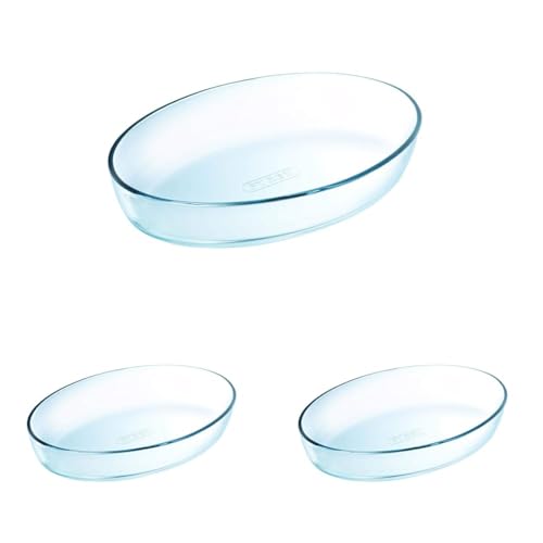 Pyrex - Essentials - Plat à Four Ovale en Verre Transparent 21x13 cm (Lot de 3)