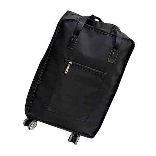 BESPORTBLE Bolsa de Equipaje Plegable de Gran Capacidad Ruedas, Resistente de Tela Oxford Negra para Viajes y Almacenamiento Cómodo