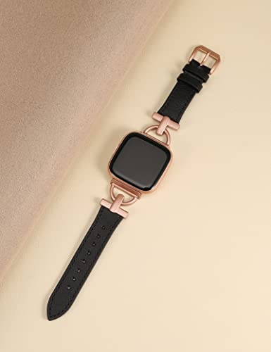 Correa de cuero para Fitbit Versa 2, diseño elegante miniatura 2