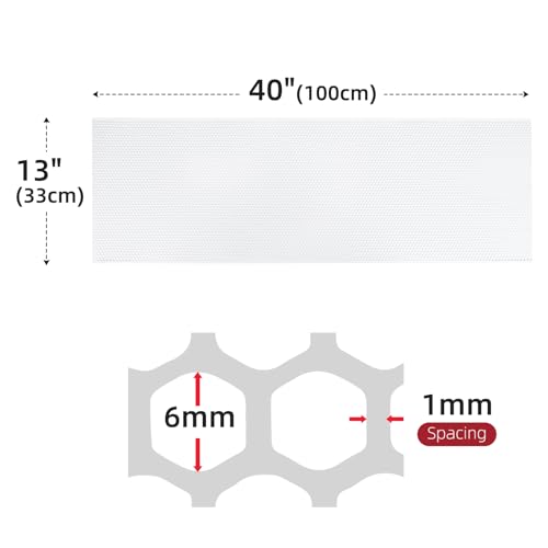 Image of AggAuto Universal 40 inchx13 inch Car Grill Mesh - Aluminum Alloy Automotive Grille Insert Bumper Honeycomb Hole 6mm Spacing 1mm, One of the Most Multifunctional Shape Grids 100x33cm White