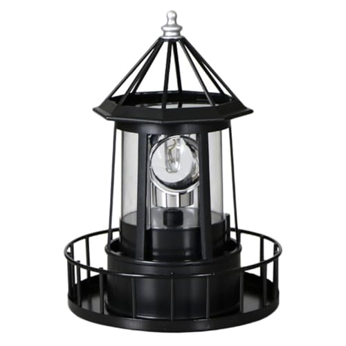 Lampe solaire de phare rotative noire étanche éclairage extérieur décoratif jardin