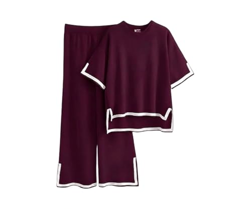 Image of TYSORT Women Casual Summer co ords Set Track Suit Oversized Top Baggy Pant,Top and Pajama Set
