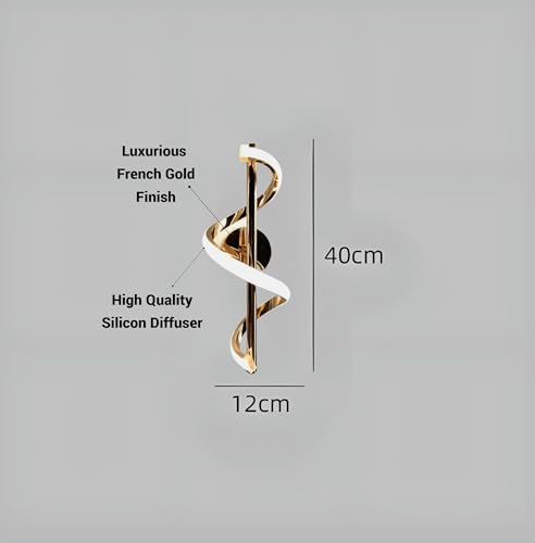 Image of FILLISKA Luxurious LED Wall Lamp for Home with Adjustable Colour Changing Function (FrenchGold Spiral-5255)(1 Year Warranty)