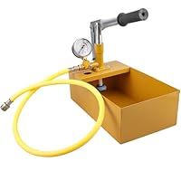 Abdrückpumpe 5 Liter, 25Bar Manuelle Prüfpume und Befüllpumpe mit 1m 1/2 Druckschlauch, Aluminiumguss Handprüfpumpe Druckprüfpumpe für Dichtheitsprüfung von Wasser und Heizungsrohren(Gelb)