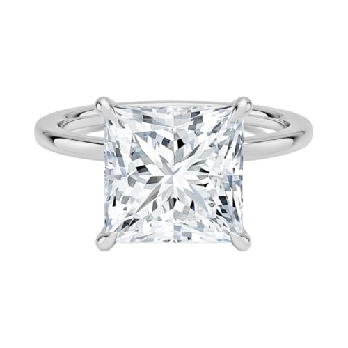 1-5 CT Princess Moissanite Engagement Ring 10K 14K 18K Solid White Gold & 925 Sterling Silver Solitaire Engagement Ring Promise Bridal Ring Christmas gift for Women(4ct, Princess)