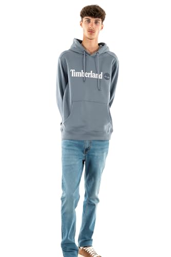 Timberland Kennebec River Linear Logo, Sudadera de cuello redondo para hombre, TB0A5UKK (IT, Texto, L, Regular, Regular, Medium Blu), Azul medio., L