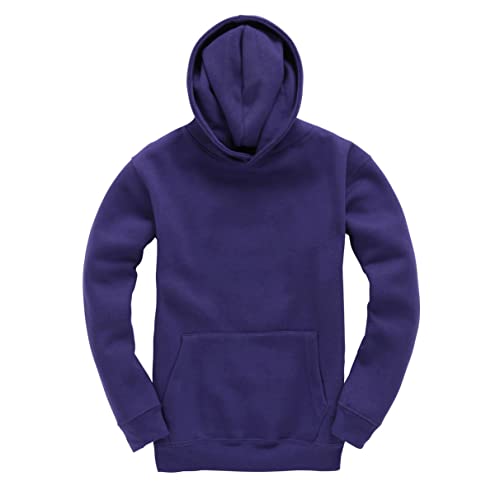 D&H CLOTHING UK Kids Children Pullover Hoodie Hooded Sweatshirt Boys Girls Unisex (5-6, Purple)