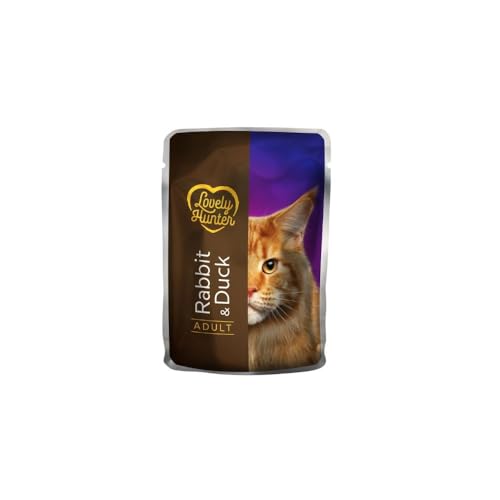 Lovely Hunter Premium Wet Cat Food for Cats with Rabbit and Duck - Delicious and Nutritious Meal for Adult Cats (24 x 85g)