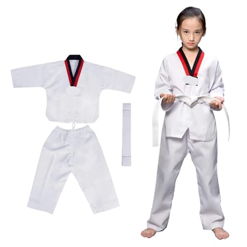 ANQKYO Trajes De Judo Trajes de Judo Blancos, Uniforme de Taekwondo, Ropa de Karate, Judo y Taekwondo for Adultos, Ropa de Manga Larga Unisex(110cm)