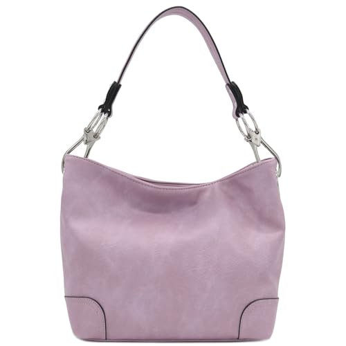 Hobo Shoulder Bag with Big Snap Hook Hardware (Lilac)