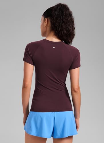 Image of CRZ YOGA Seamless T-Shirt Hip Length | Training, Chafe-Free, Slim Fit, Raglan Sleeves, Mesh Vents, Workout, Short Sleeve Tops for Women