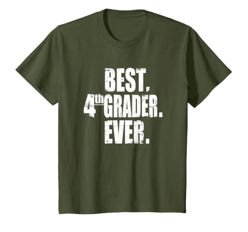 Back to School Best 4th Grader Ever T-Shirt, Youth, Olive Green, Large