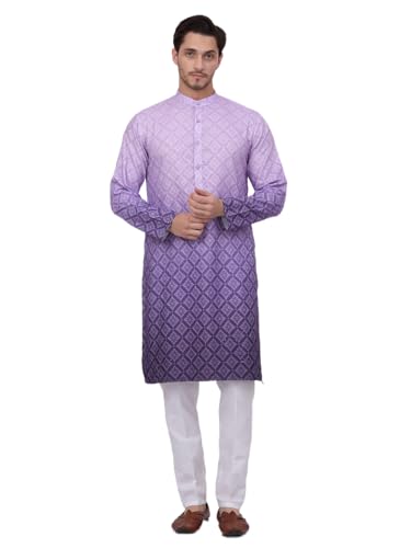 Image of Jompers Thread Work & Sequin Embellished Printed Kurta Set for Men Cotton Blend