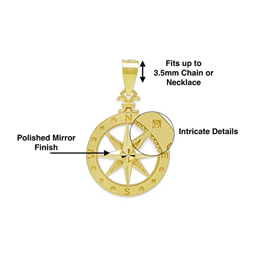 Gold Petite Compass Charm - 10 Karat Solid Gold -Compass Jewelry4