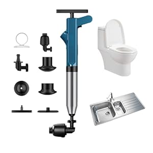 Afvoerverstoppingsverwijderingspomp, luchtplunjer voor toilet | Hogedruk-toiletgootsteenplunjerset met realtime barometer,Heavy Duty afvoerklompverwijderaar, haarklompverwijderaar Belleelo