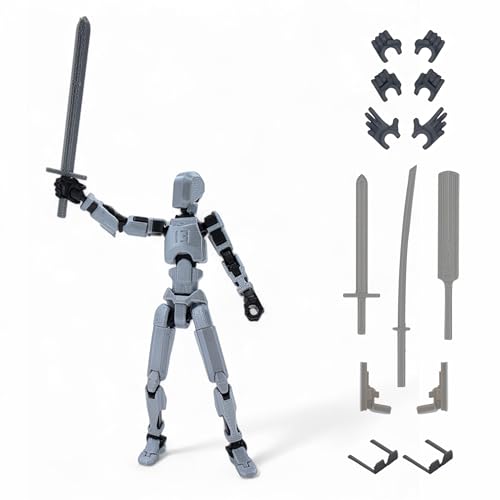Image of Dummy13 Fully Articulated Action Figure | 3D Printed Robot Assembly Kit | 5.4 Inch Tall Poseable Toy | Dynamic Poses | DIY Collectible Model | Made in India (Silver Warrior)