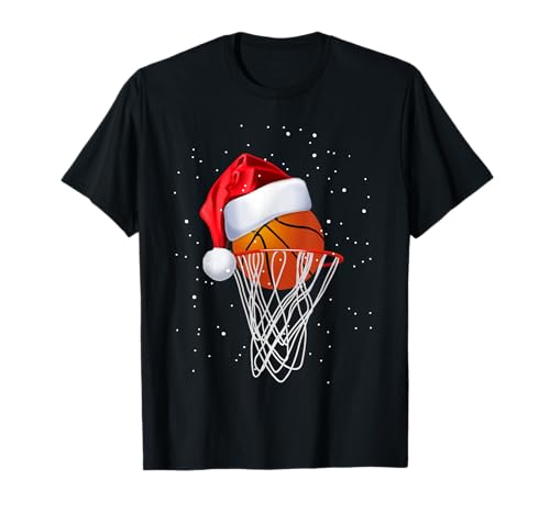 Christmas Basketball Shirt Basketball Santa Snow T-Shirt T-Shirt