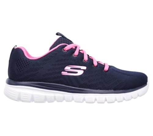 Skechers Graceful Get Connected, Sneaker Donna, Blu Navy Mesh Hot Pink Trim, 40 EU - 2