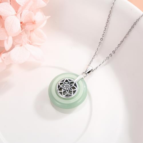 KiiKii Jade Necklaces for Women 925 Sterling Silver Lotus Flower/Tree of Life/Star and Moon Pendant Green Jade Jewelry Gifts for Mom Wife Grandma3