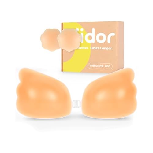 Niidor Adhesive Bra Strapless Ultra Sticky Invisible Push up Silicone Bra Multiple Colors Sizes Reusable for Backless Dress