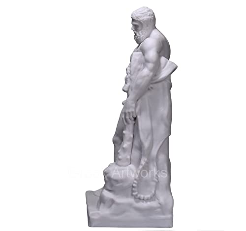 Farnese Hercules Heracles Greek Cast Marble Sculpture Statue Museum Copy 13In, White, Height: 33 Cm , Width: 15,5 Cm #TOP6