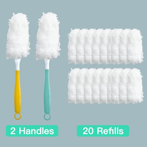 Image of Car Interior Duster - Ultimate Cleaning Tool for Cars, House, and Office - Compact Mini Design for Effortless Dust Removal Double-Sided Design 2handle +20 Duster Refills.