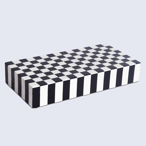 Handicrafts Home Large Decorative Storage Box 12x6– Coffee Table Organizer Box, Modern Home Décor Accent, Keepsake Memory Box, Jewelry Storage Box, Boho Decorative Box with Lid for Shelf, Mantle Decor