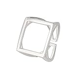 HGJH Ring Silber 925 Damen, Verstellbare Damenringe Quadratisch Durchbrochen 925Er Sterling Silber Minimalistisch Geometrisch Ewigkeitsringe Trauringe Versprechen Ringe Für Mädchen Damen