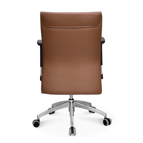 Image of Nilkamal Command Mid Back Leatherette Office Chair|Assembly Required|Adjustable Height & Armrest|Ergonomic Home Office Chair |Tan