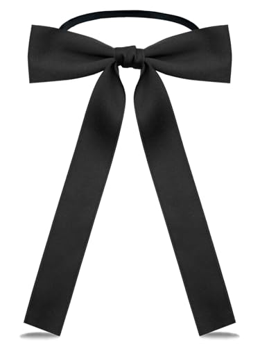 Image of LJBFNN Western Ties for Men Women, Black Clip on Ribbon Bow Tie, Pre-Tied Colonel String Tie for Party Shirt Uniform Wedding