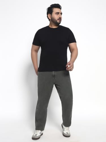 Image of Cotton Comfort Fit Jeans for Men | Full-Length Solid Denim Pants with Button Closure, Embroidered Design, Mid-Rise Casual Trousers for Daily | Classic Jeans for Office Bottoms (DI-249)