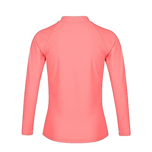 Roupa de banho Rash Guard de manga comprida para meninas, camisa de natação com zíper, FPS 50+ (idad