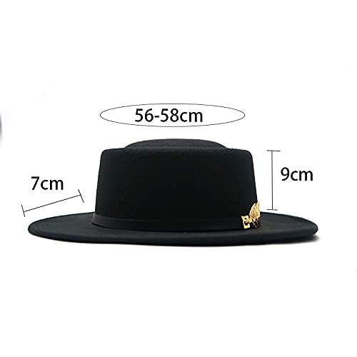 BUXIANGGAN-Fedora-Trilby-Chapeaux-A-Grand-Bord-pour-Femmes-Style-Britannique-Chapeaux-DEglise-Vintage-Lady-Flat-Brim-Fedoras-Womens-Man-Felt-Hat-Jazz-Cap