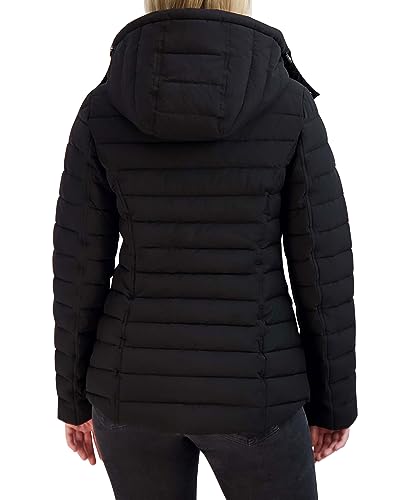 Nautica Women's Short Stretch Puffer Jacket with Fur Hood3