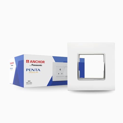 Image of Anchor by Panasonic Penta Modular Gina 2 Module Plate with Chrome Collar for Switch Board, 10 Years on Site Warranty (White, 65802)