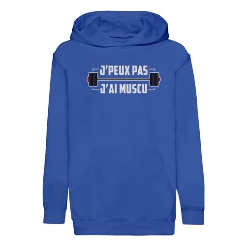 Sweat à capuche enfant j'peux pas j'ai muscu premium et résistant