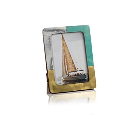 Zodax Apulia Photo Frame Gold, Marble, Aqua 4" x 6" Cover