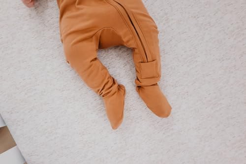 Image of Copper Pearl Zip-Up Footie Baby Pajamas - Soft Newborn Onesies for Boys & Girls, Tag-Free with Two-Way Zipper Baby Sleepers for Newborn - 24 Months, Pecan