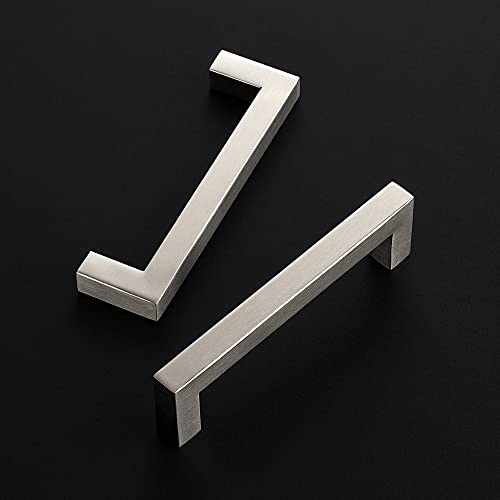 Image of Ravinte 32 Pack 4-1 /2 Inch Kitchen Square Cabinet Handles Satin Nickel Pulls Brushed Nickel Kitchen Cabinet Hardware Handles for Cupboard Drawer Pulls