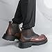 QWUIEOIN Men's Fashion Leather High-Top Pull On Platform Chunky Heel Chelsea Boots Round Toe Lug Sole Non-Slip Casual Shoes for Walking Dress Party Office Work (8.5,Brown)