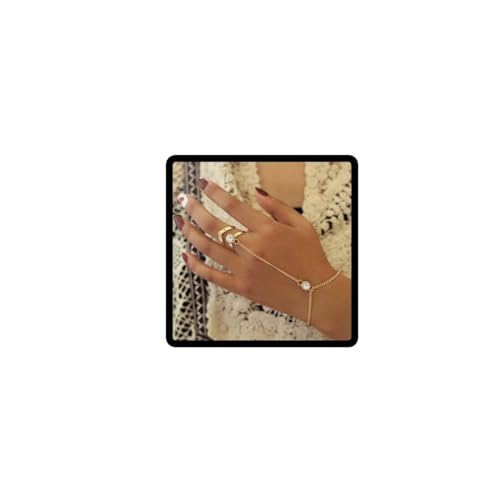 Wedity Bracelets à breloques papillon vintage Bracelets de harnais de main en cristal d'or Bagues Accessoires de main pour femmes et filles (Cristal)