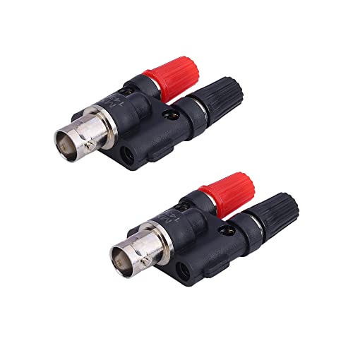 Image of MX BNC Female Plug to 2X 4mm Dual Banana Female Jack Socket Binding Post RF Coax Coaxial Splitter Connector BNC Banana Adapter for HF Radio Antennas Oscilloscope DVM (PACKOF2)