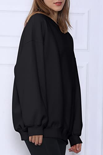 Efan Women's Fleece Lined Oversized Sweatshirts Long Sleeve Pullover Crew Neck Hoodie Sweatshirt Grey Fashion #TOP3