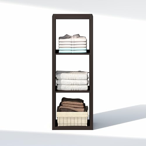 Image of Furinno Cubic Extra Thick 3-Cube Closet Organizers and Storage, Dark Oak | 14.6 x 16 x 44 in, Open Shelf Closet Storage, Closet Organizer, for Wardrobe, Bedroom, Living Room