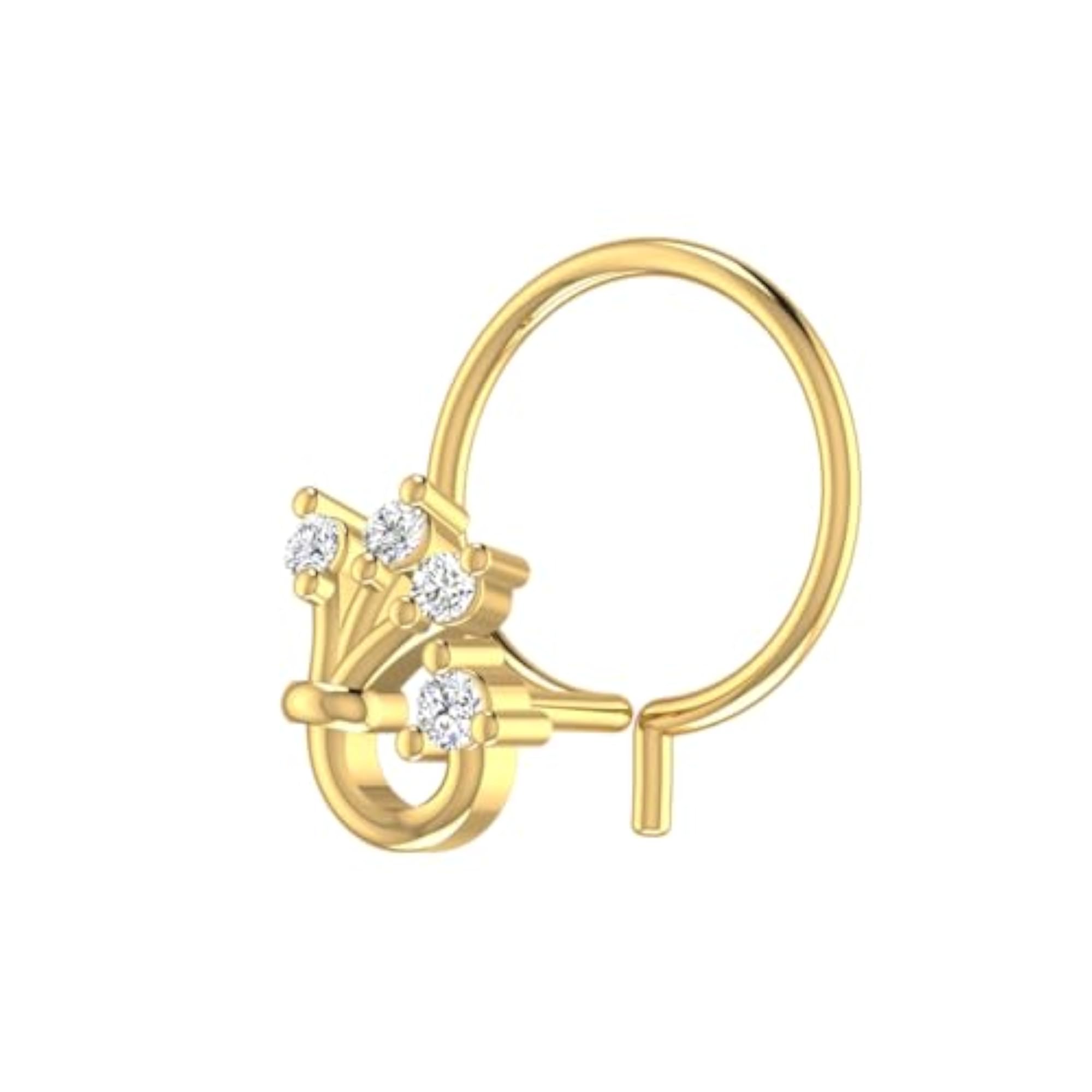 Women's 14Kt Yellow Gold Stud Nosering, Timeless Elegance