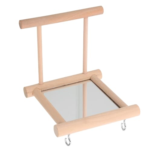 Mikikit Parrot Stand with Mirror Durable Bird Perch for Birds Parrot Accessory for Playtime Exploration for Cages Birdhouses