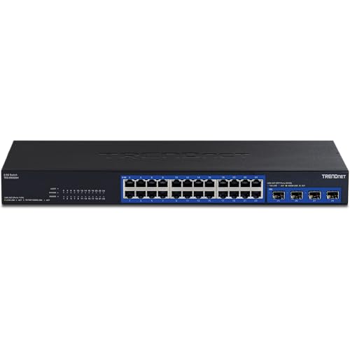 Image of TRENDnet 28-Port Multi-Gig Switch, TEG-S50284, 24 2.5Gb RJ45 Ports, 4 x 10G SFP+ Ports, NDAA TAA Compliant, Lifetime Protection, 200Gbps Switch Capacity, Rack Mount Ready, Black