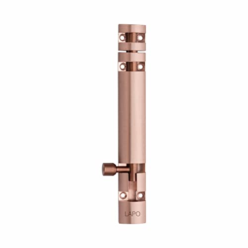 LAPO 6-Inch Heavy-Duty Tower Bolt, Aluminium Door Latch for Bathroom, Bedroom & Main Door, Rust-Resistant Chitakni with Screws (Rosegold Finish, Pack of 1)